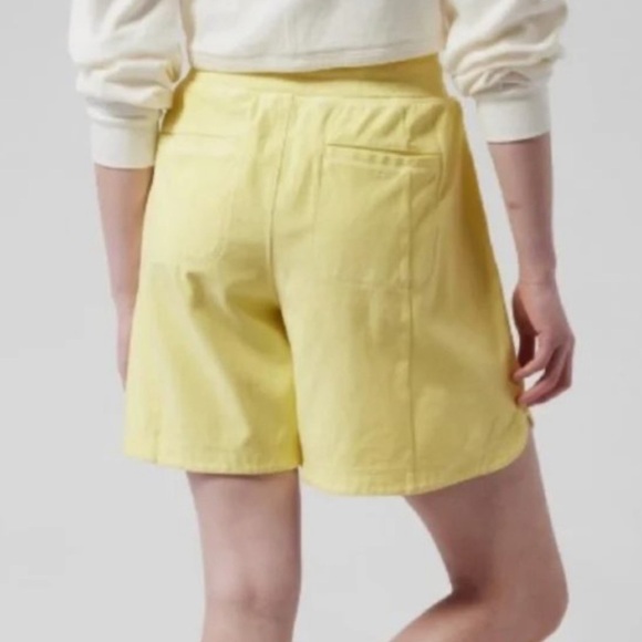 Athleta Farallon Midi Shorts Yellow Cotton Blend Small A2 - Picture 2 of 9